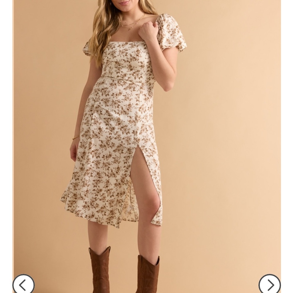 Tabitha puff sleeve floral midi dress- NWT